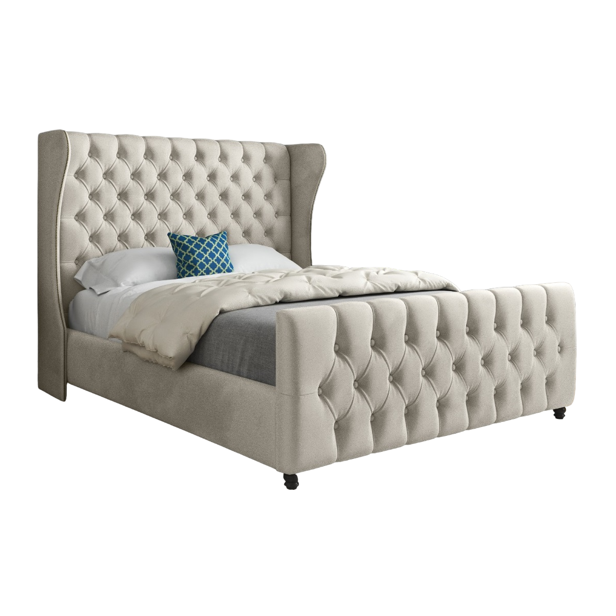 Kaissar Straight Curved Top Upholstered Soft Velvet Bed Frame