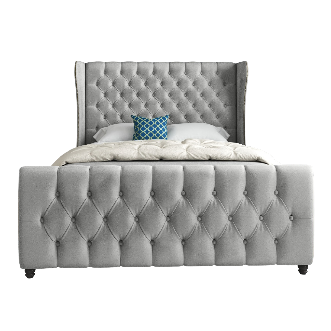 Kaissar Straight Curved Top Upholstered Soft Velvet Bed Frame