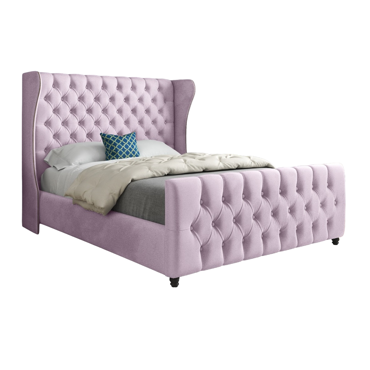 Kaissar Straight Curved Top Upholstered Soft Velvet Bed Frame