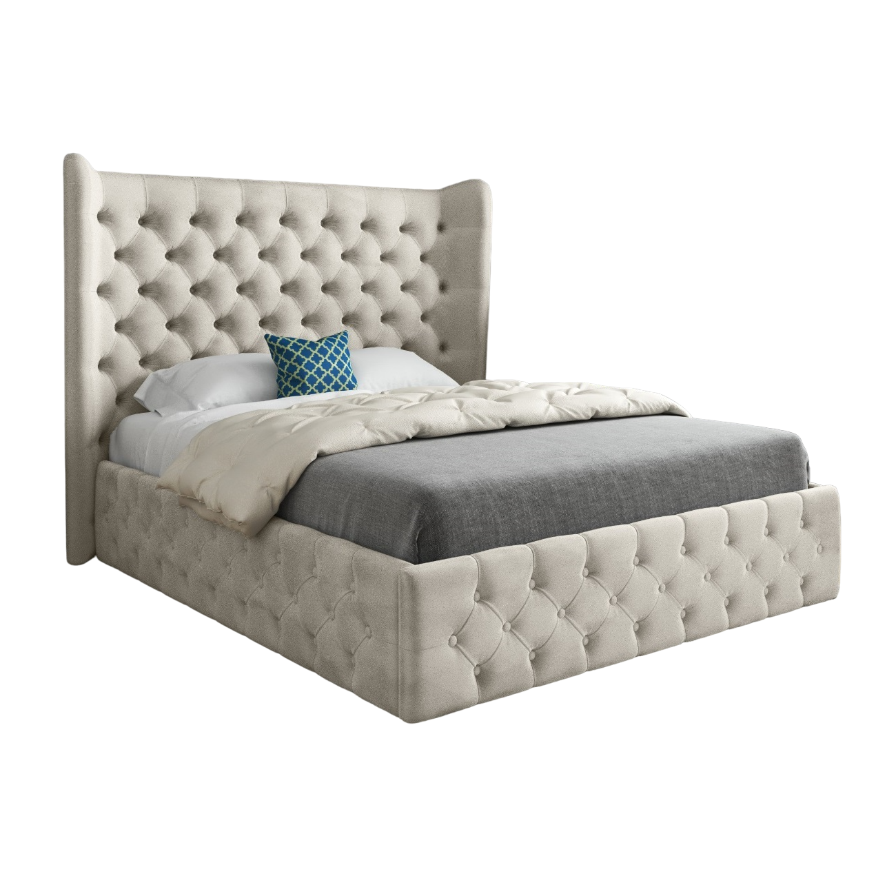 Lynnette Wide Winged Upholstered Soft Velvet Bed Frame