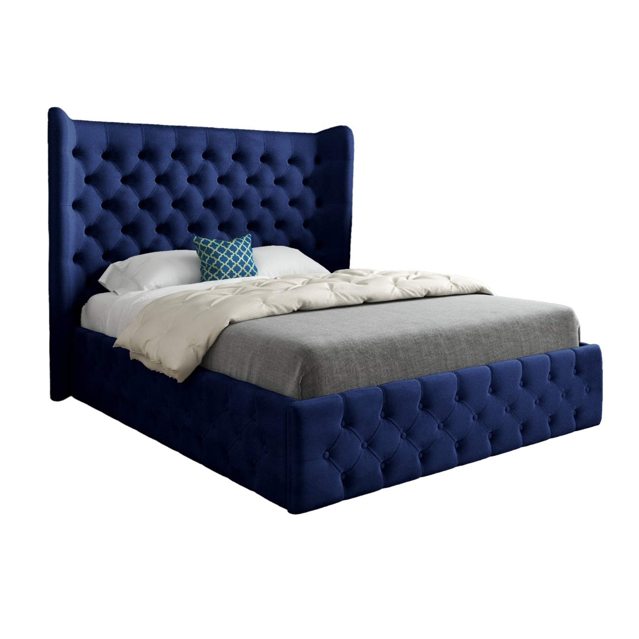 Lynnette Wide Winged Upholstered Soft Velvet Bed Frame