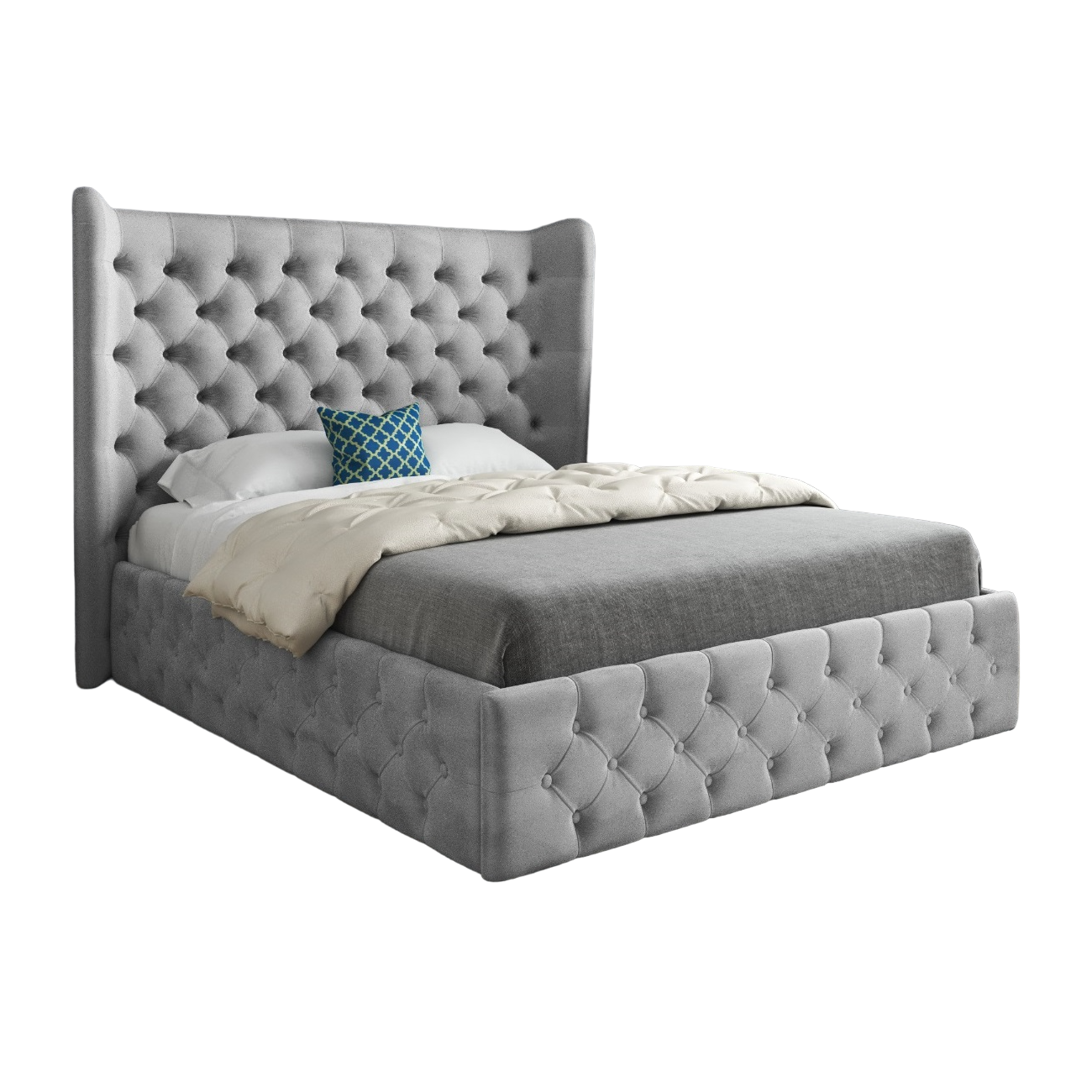 Lynnette Wide Winged Upholstered Soft Velvet Bed Frame