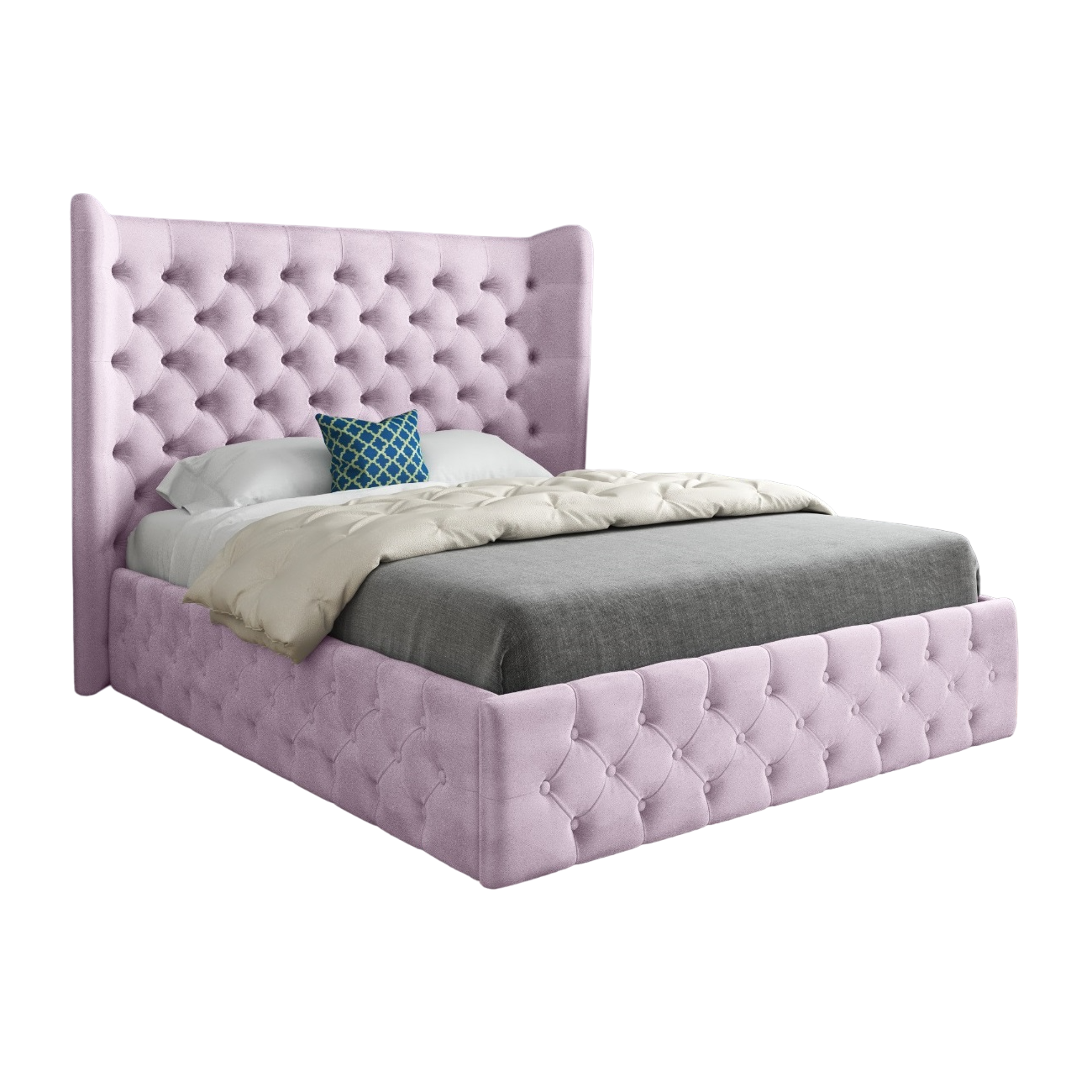 Lynnette Wide Winged Upholstered Soft Velvet Bed Frame