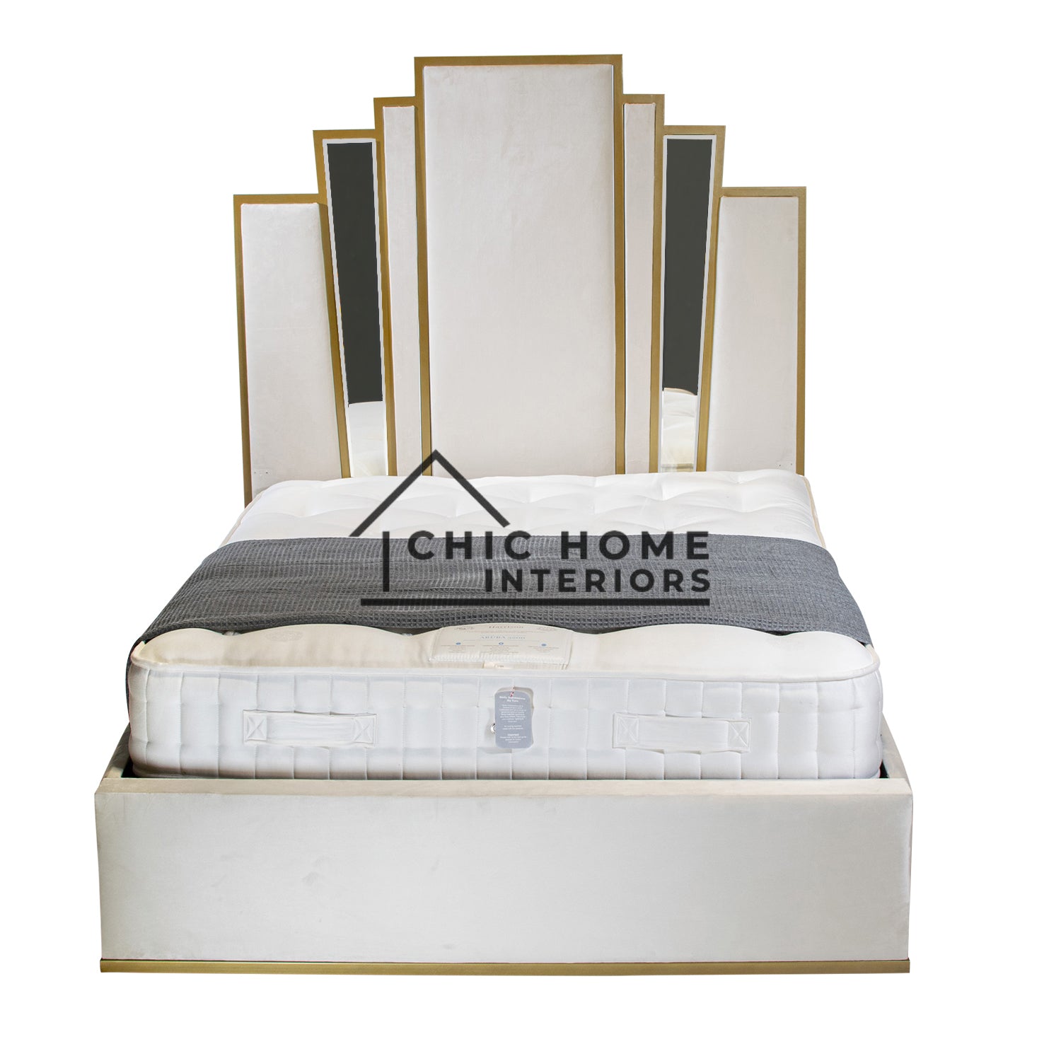 The Bespoke Mary-Kate Bed Gold Mirrored- Fully Customisable with Storage Options- Luxe Metal Range