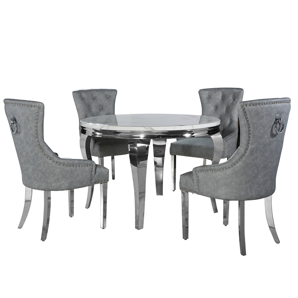 Louis Dining Table in Chrome