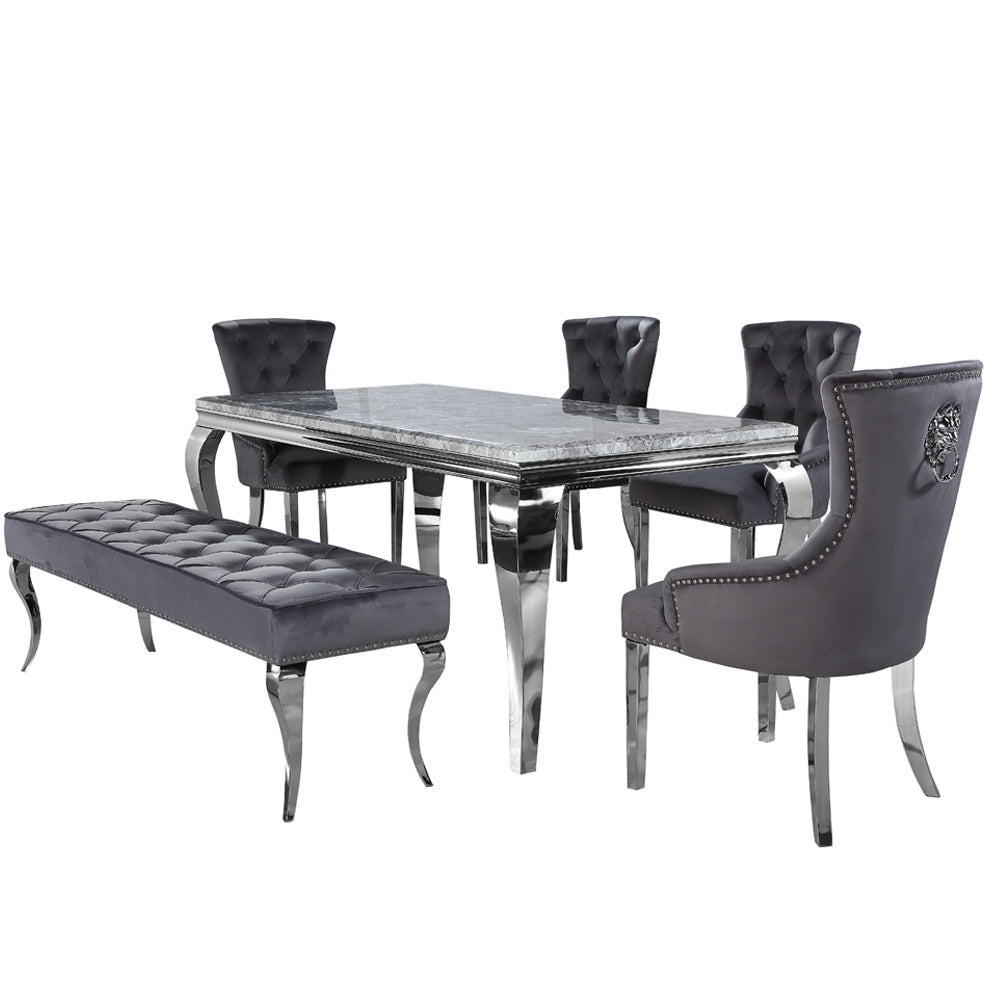 Louis Dining Table in Chrome