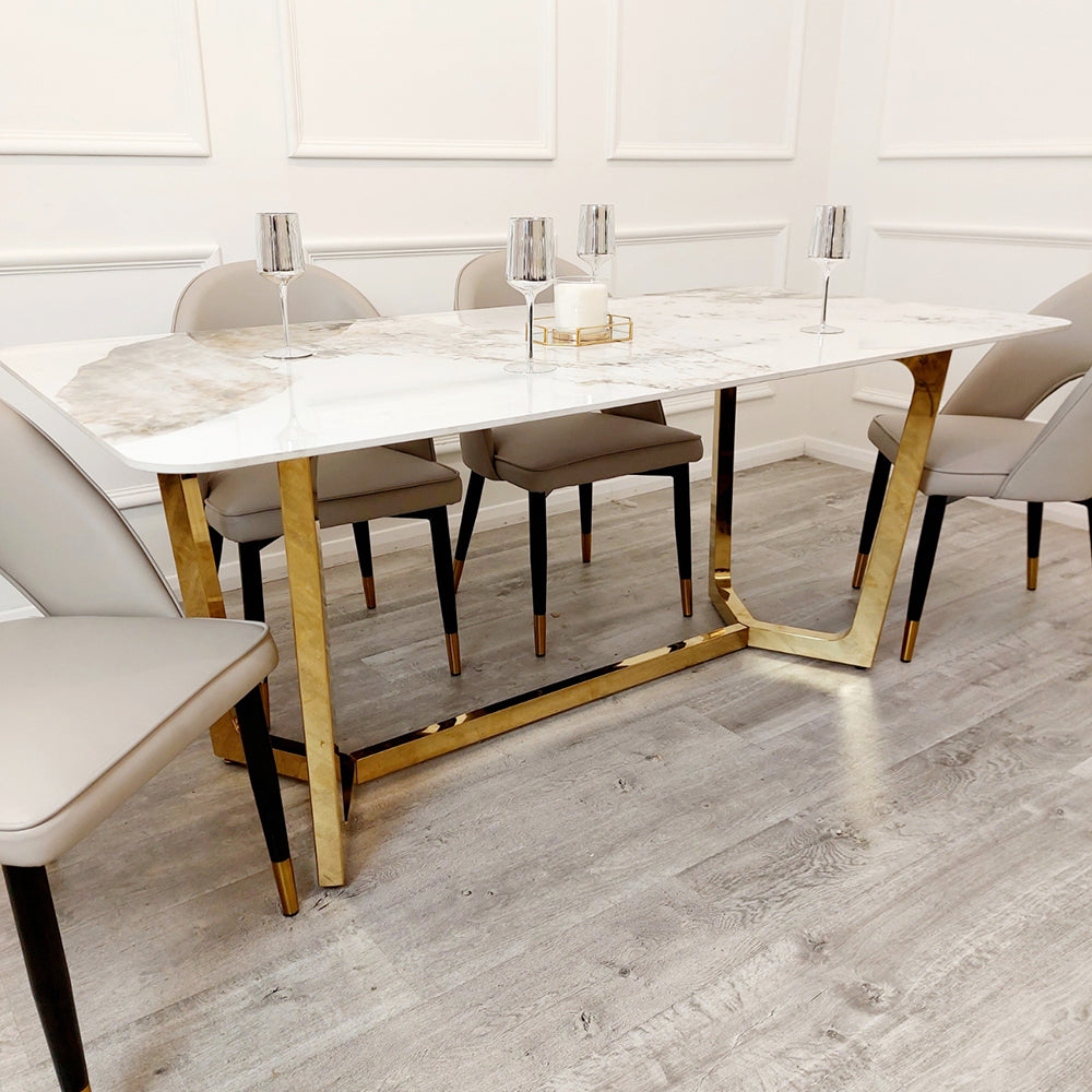 Lucien 1.8 Gold Dining Table with Pandora Gold Sintered Stone Top