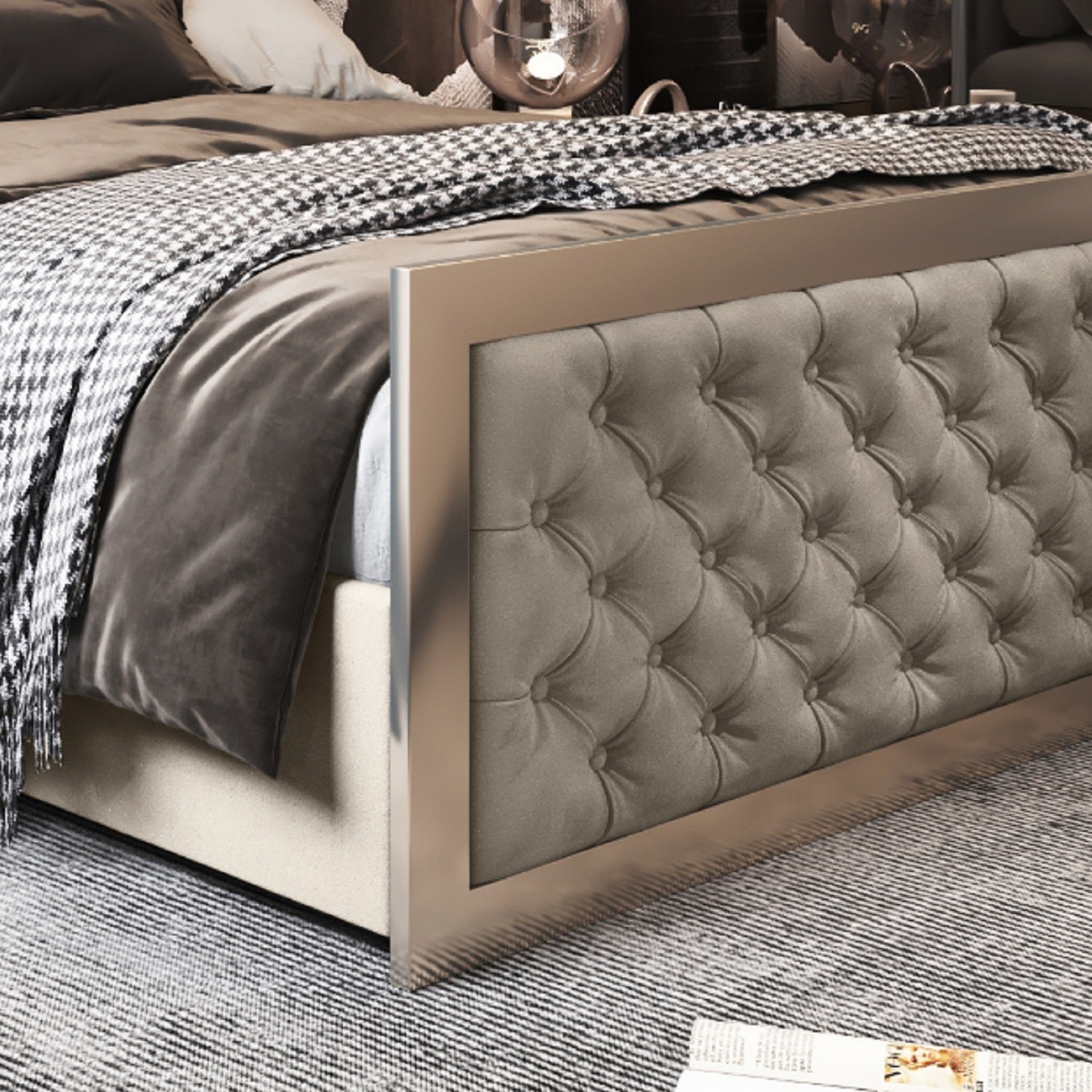 Letisha Upholstered Soft Velvet Metal Bed Frame