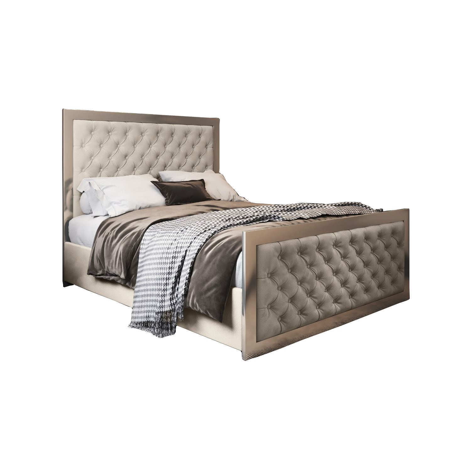 Letisha Upholstered Soft Velvet Metal Bed Frame