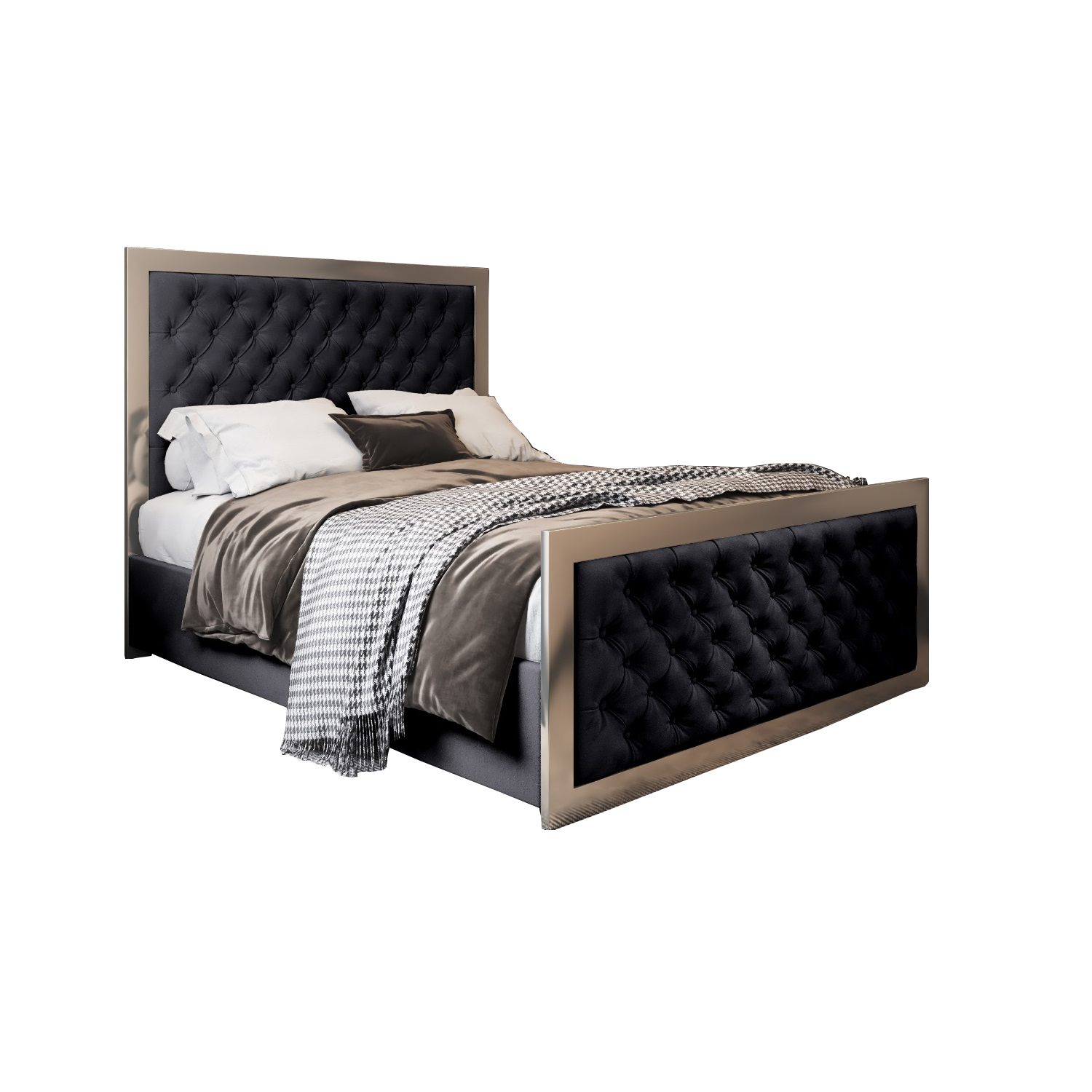 Letisha Upholstered Soft Velvet Metal Bed Frame