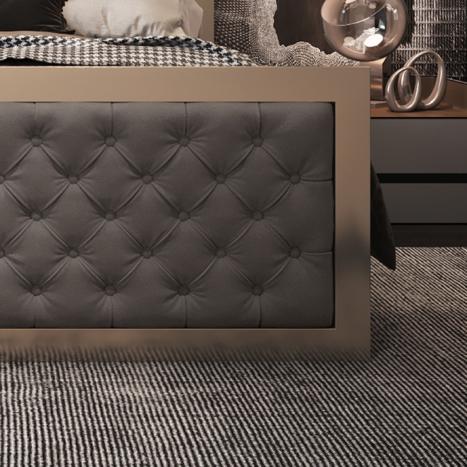 Letisha Upholstered Soft Velvet Metal Bed Frame