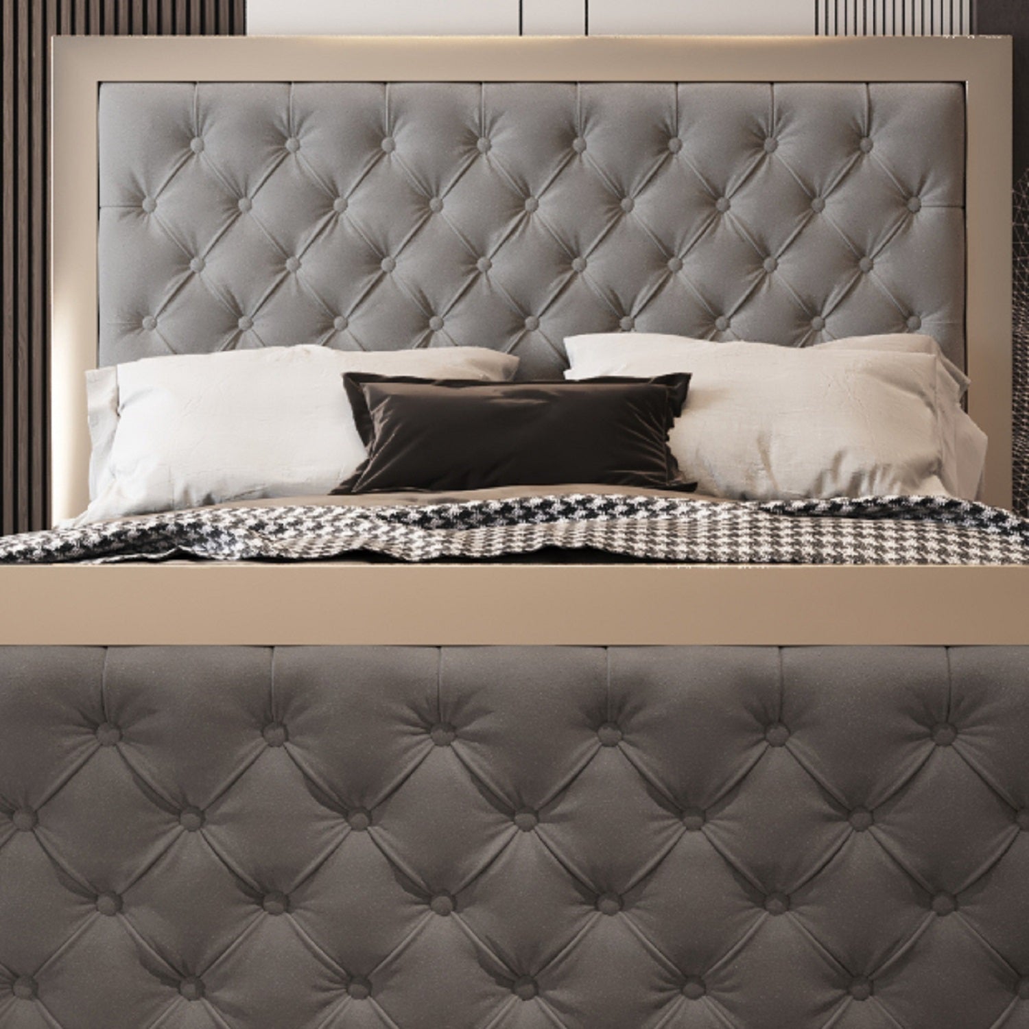 Letisha Upholstered Soft Velvet Metal Bed Frame