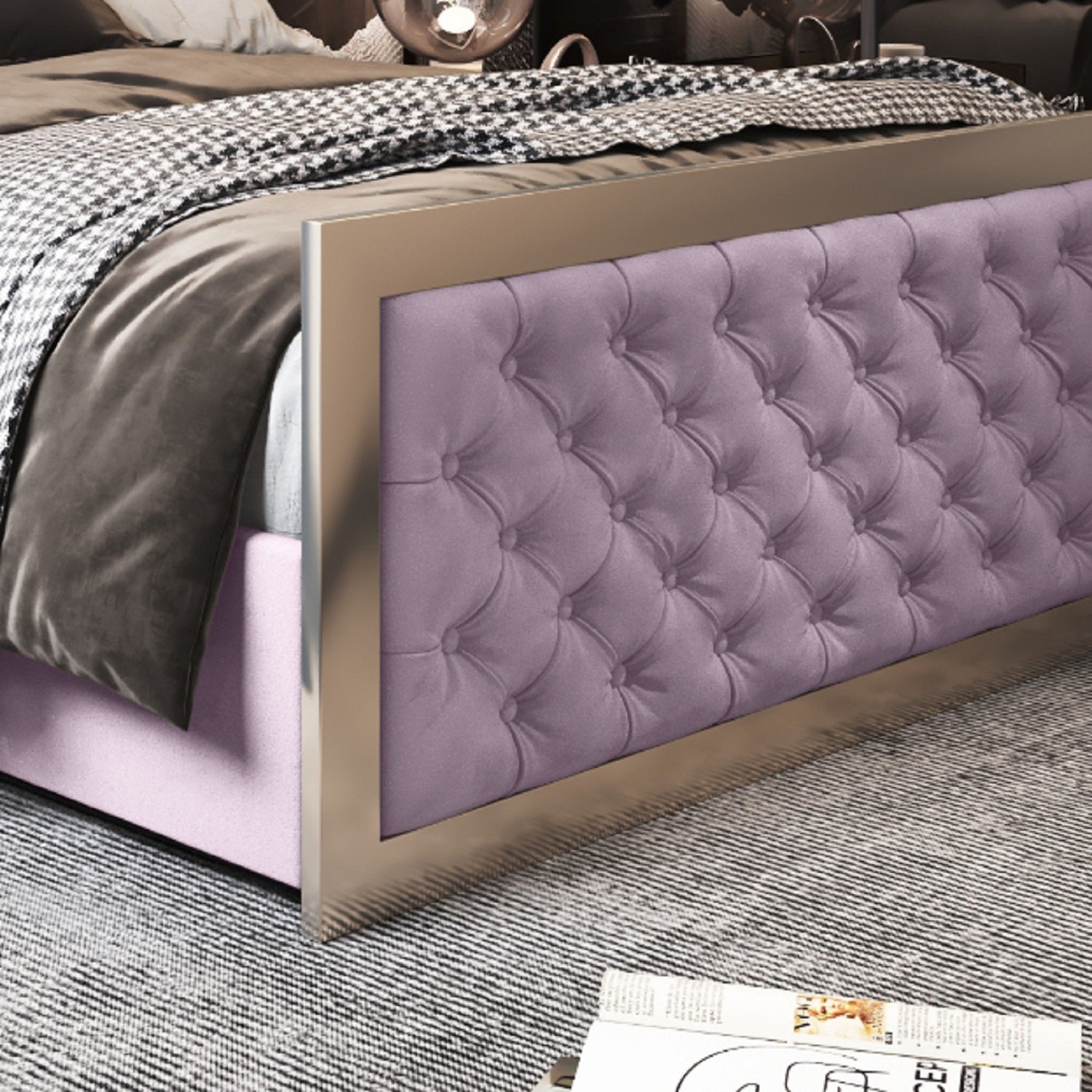 Letisha Upholstered Soft Velvet Metal Bed Frame