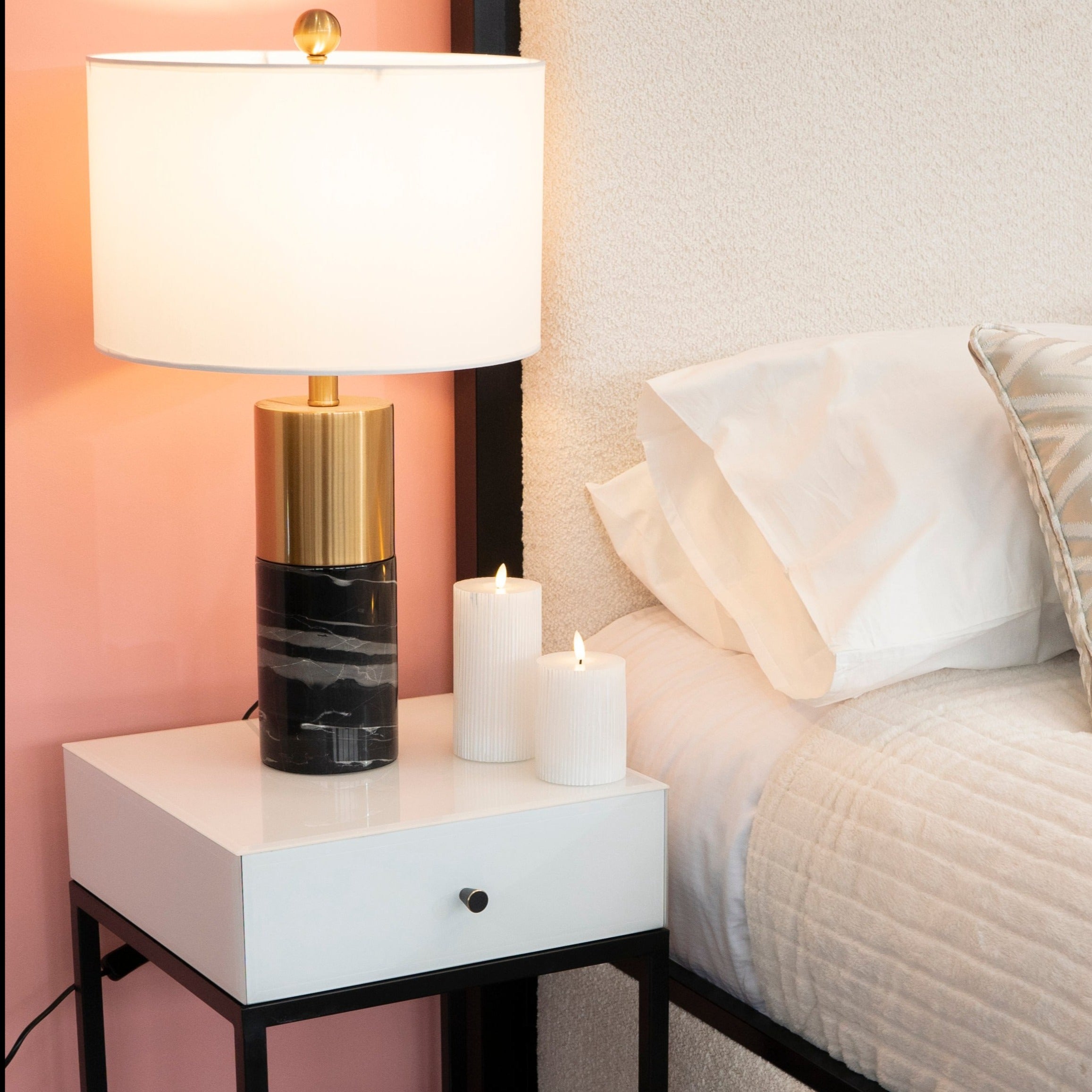 Monochrome White & Black Bedside Table