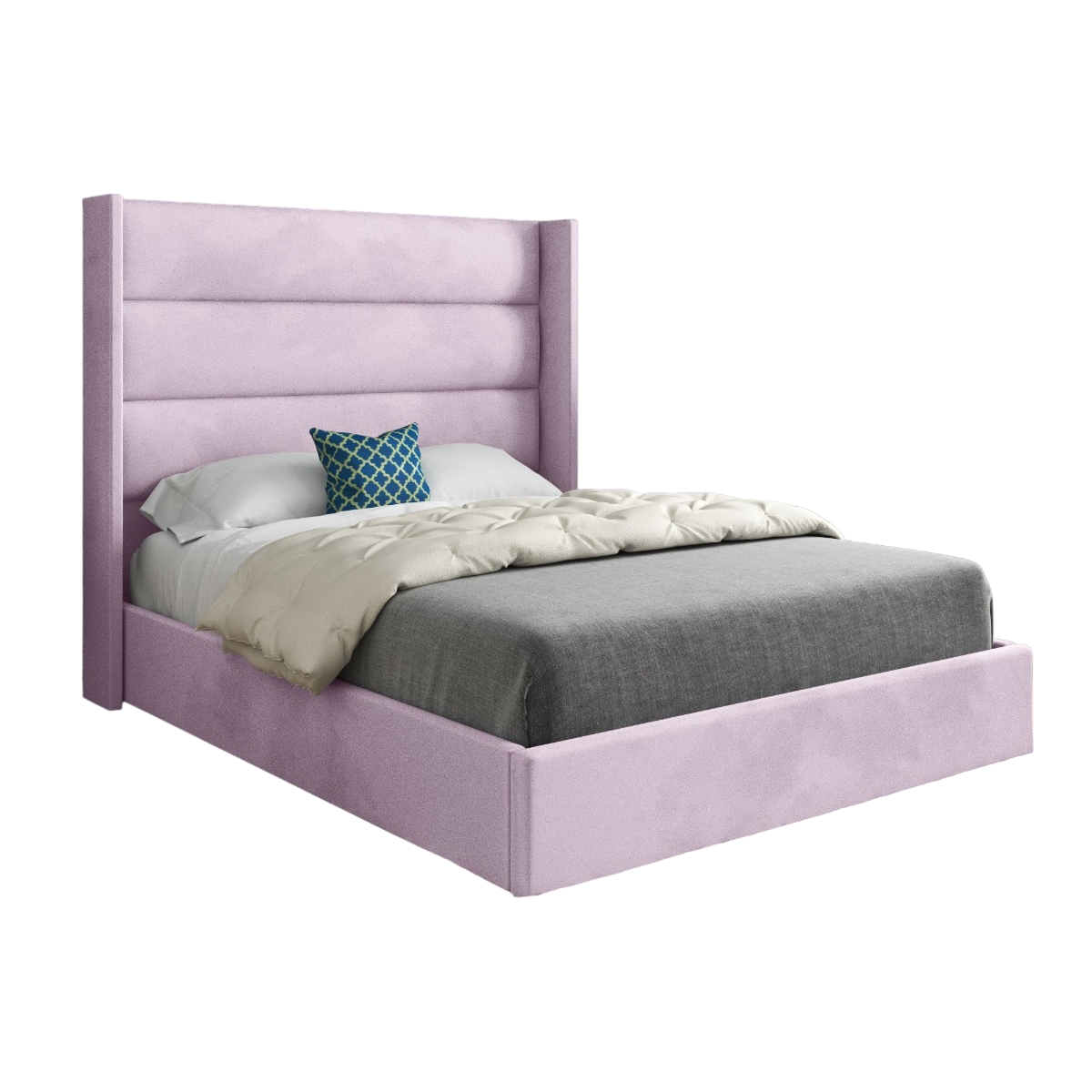 Magellan Straight Winged Upholstered Soft Velvet Bed Frame
