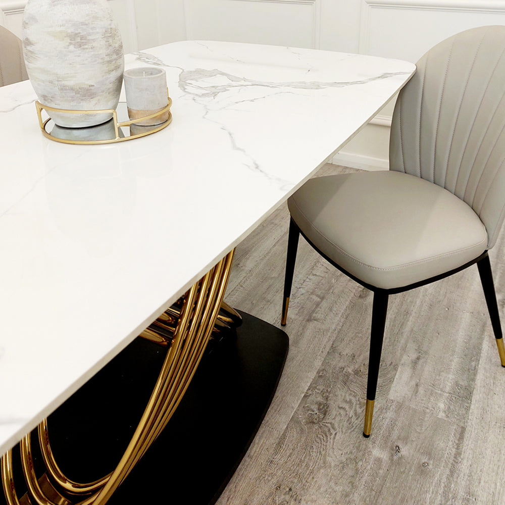 Orion Gold 1.8 Dining Table with Polar White Sintered Stone Top