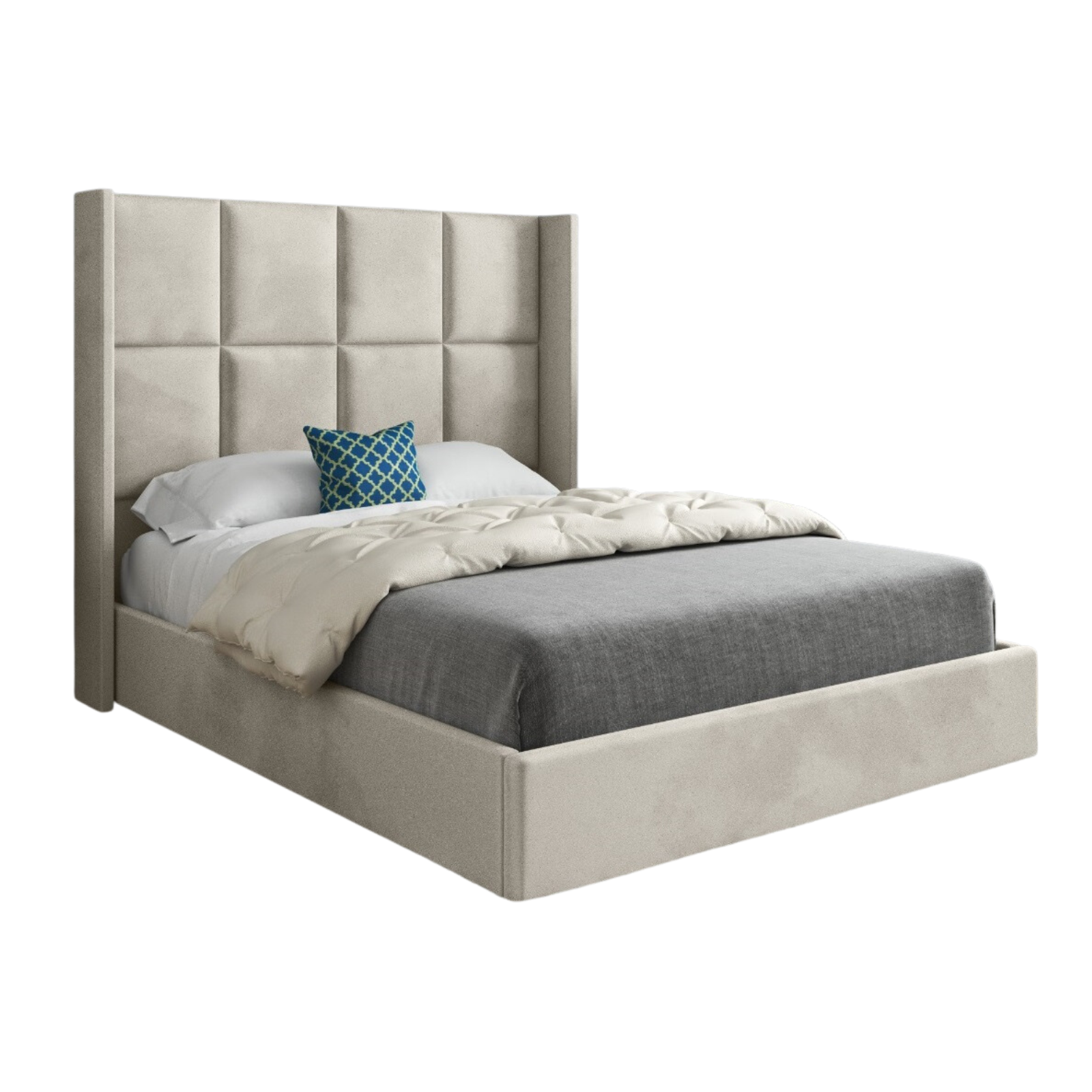Meservey Straight Winged Upholstered Soft Velvet Bed Frame