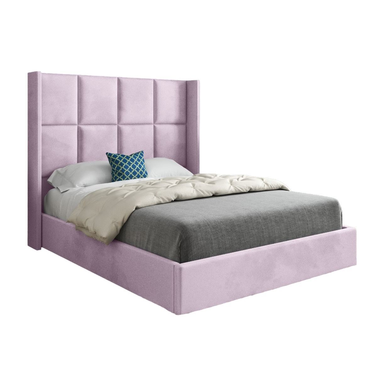 Meservey Straight Winged Upholstered Soft Velvet Bed Frame