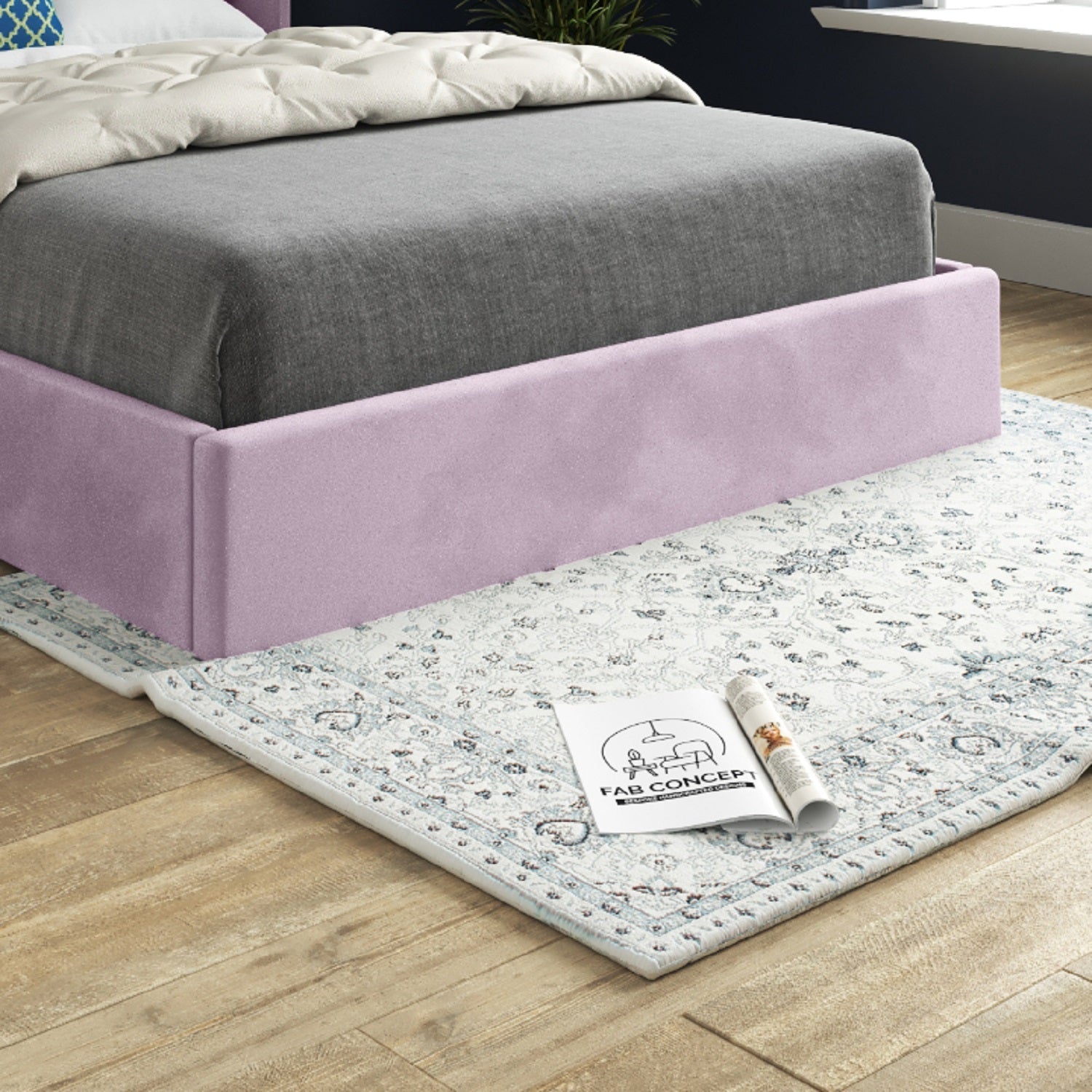 Deiondre Curved Top Winged Upholstered Soft Velvet Bed Frame