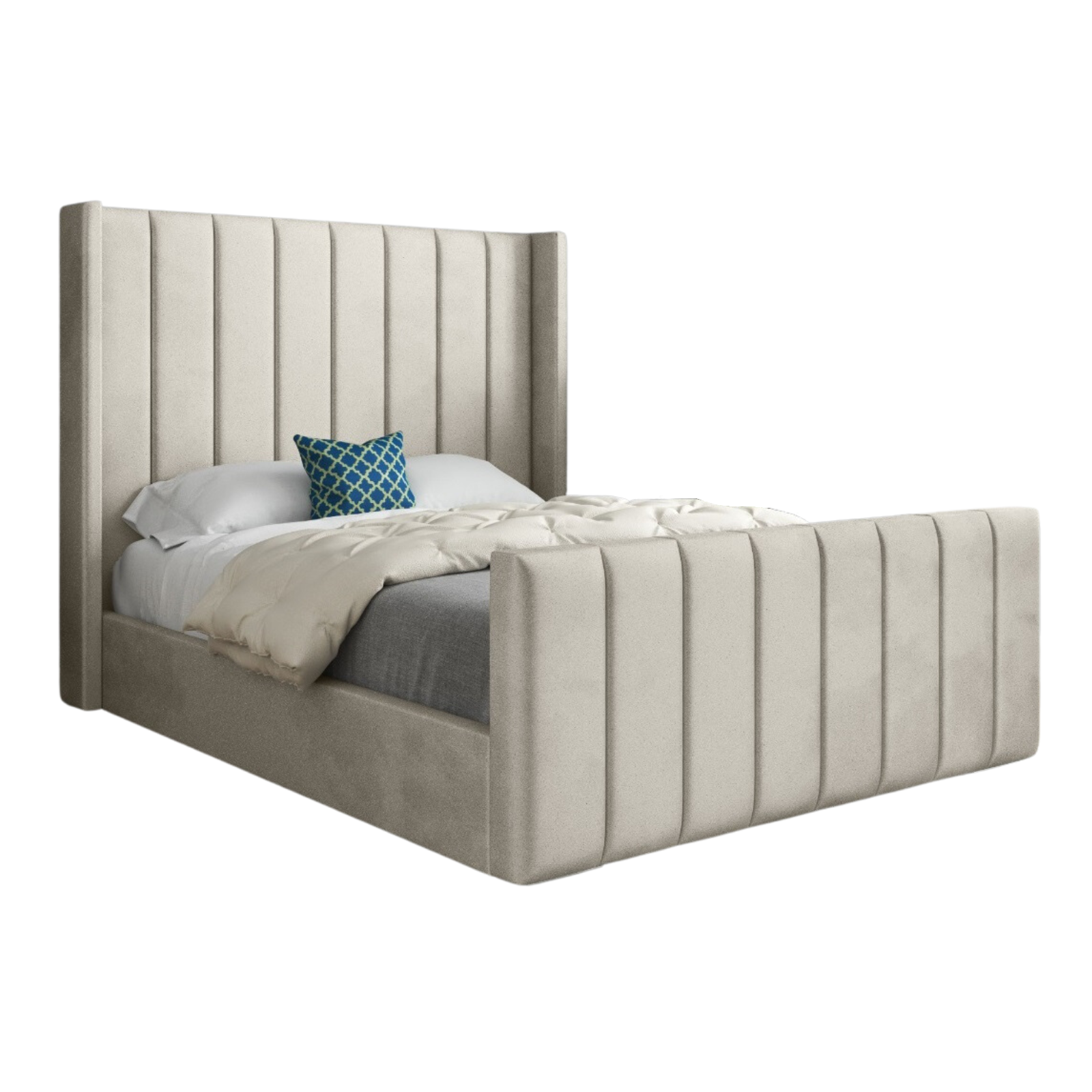 Middletown Straight Winged Upholstered Soft Velvet Bed Frame