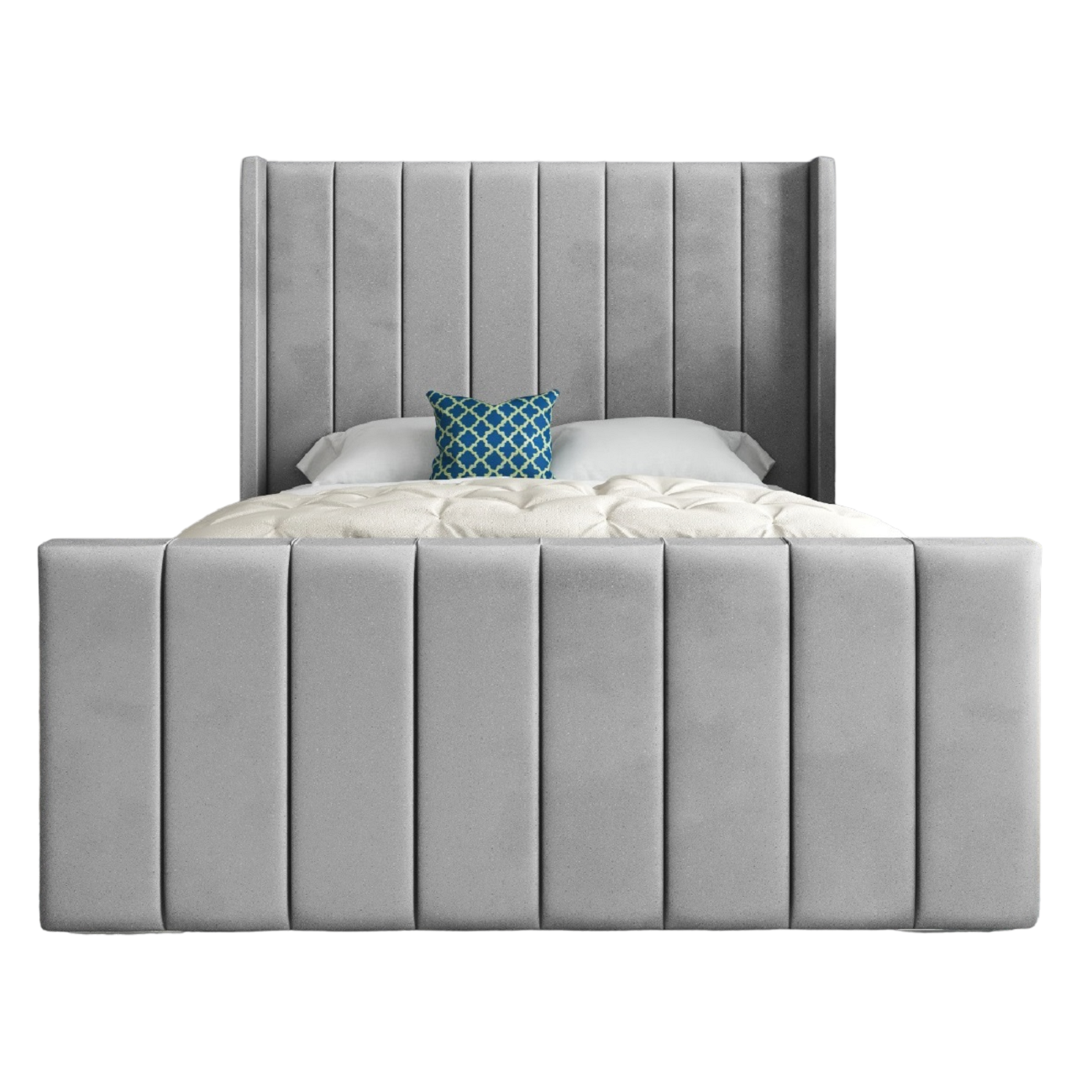 Middletown Straight Winged Upholstered Soft Velvet Bed Frame