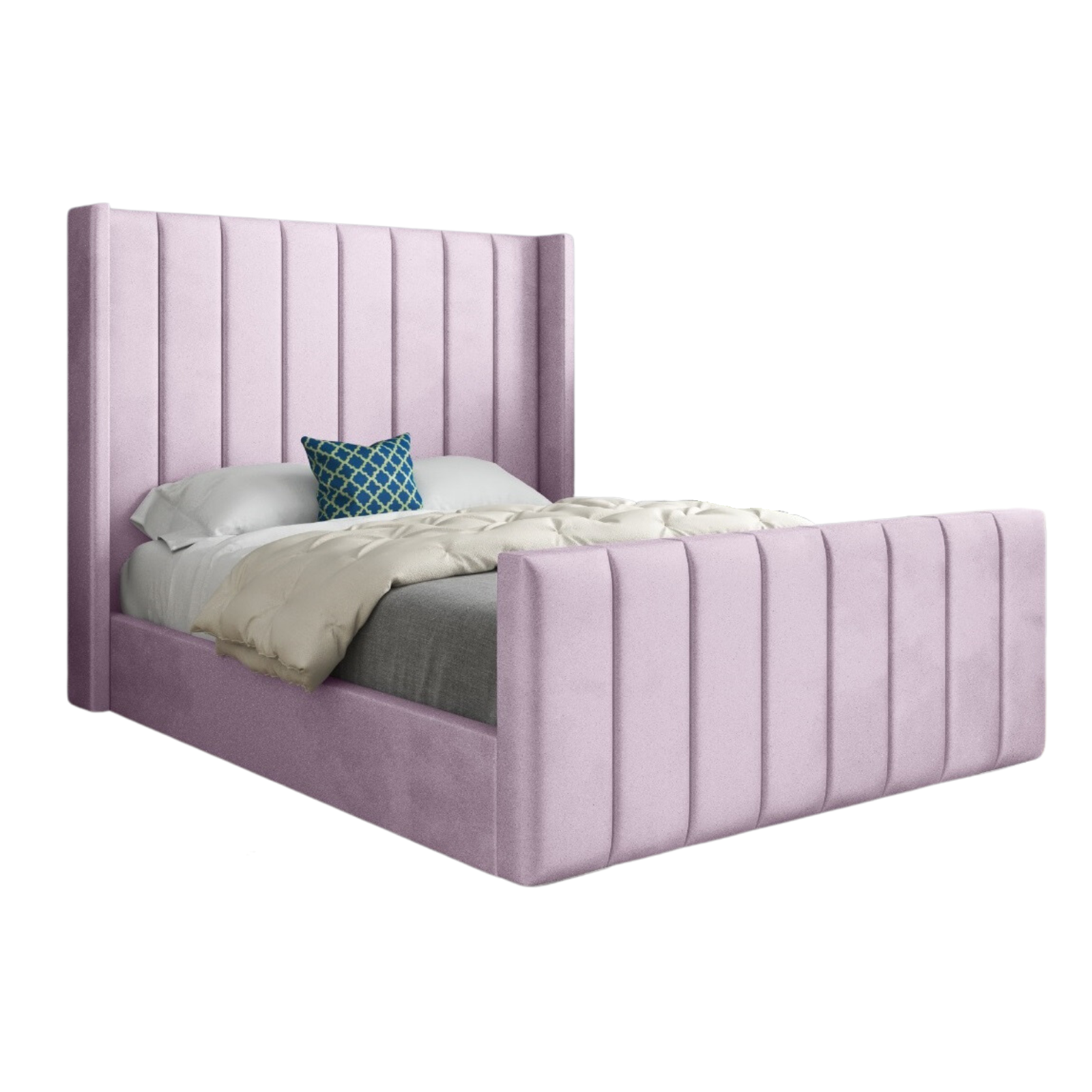 Middletown Straight Winged Upholstered Soft Velvet Bed Frame