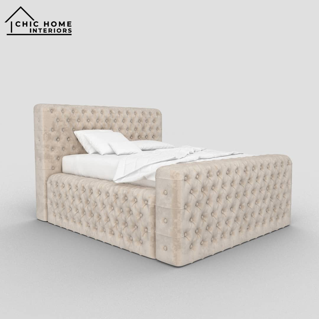 The Bespoke Shay Bed- Fully Customisable with Storage Options- Velvet Monaco Range