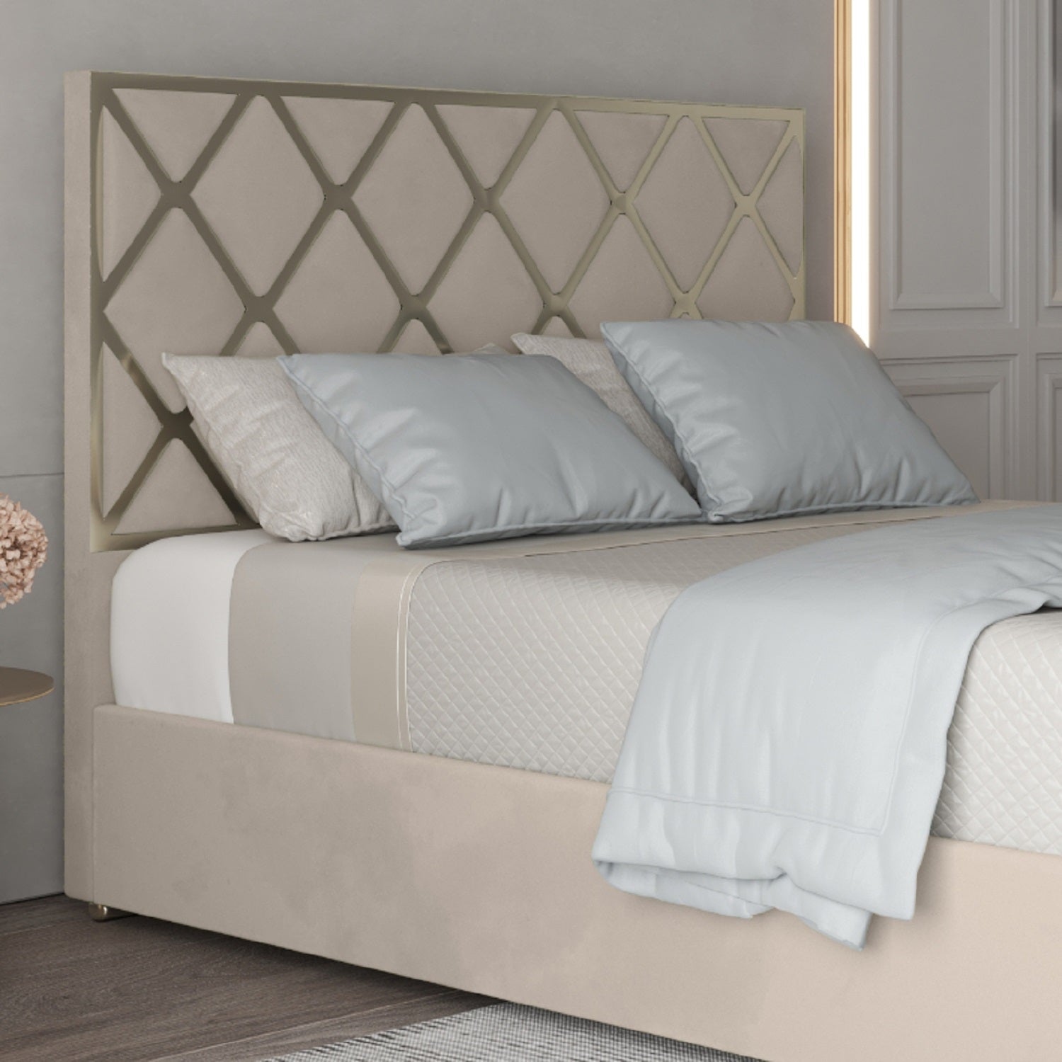 Madgline Upholstered Soft Velvet Metal Bed Frame