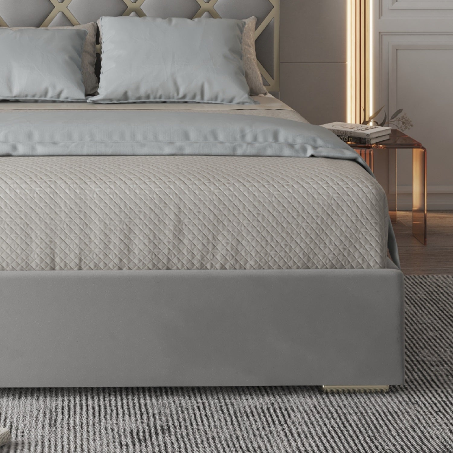 Madgline Upholstered Soft Velvet Metal Bed Frame