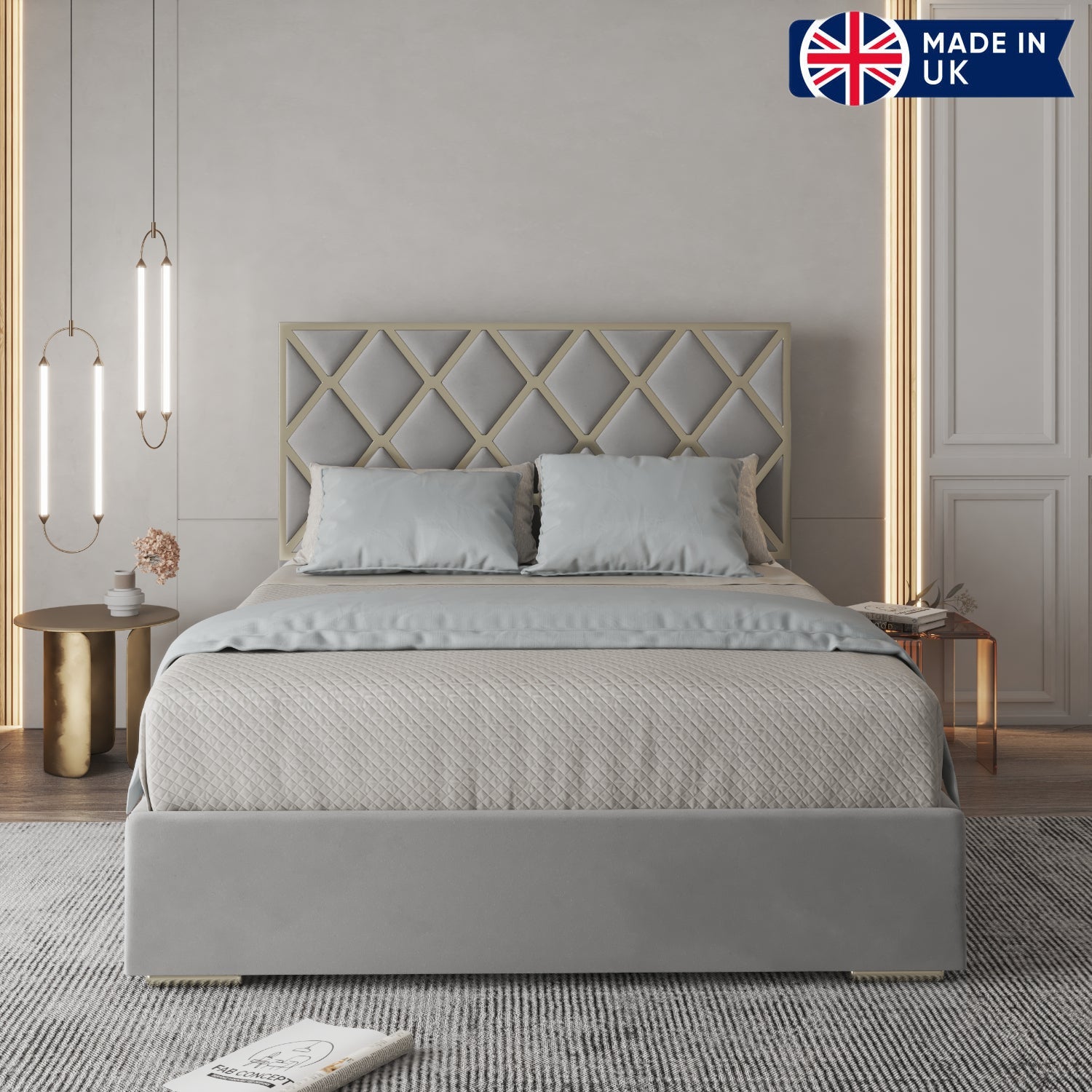 Madgline Upholstered Soft Velvet Metal Bed Frame