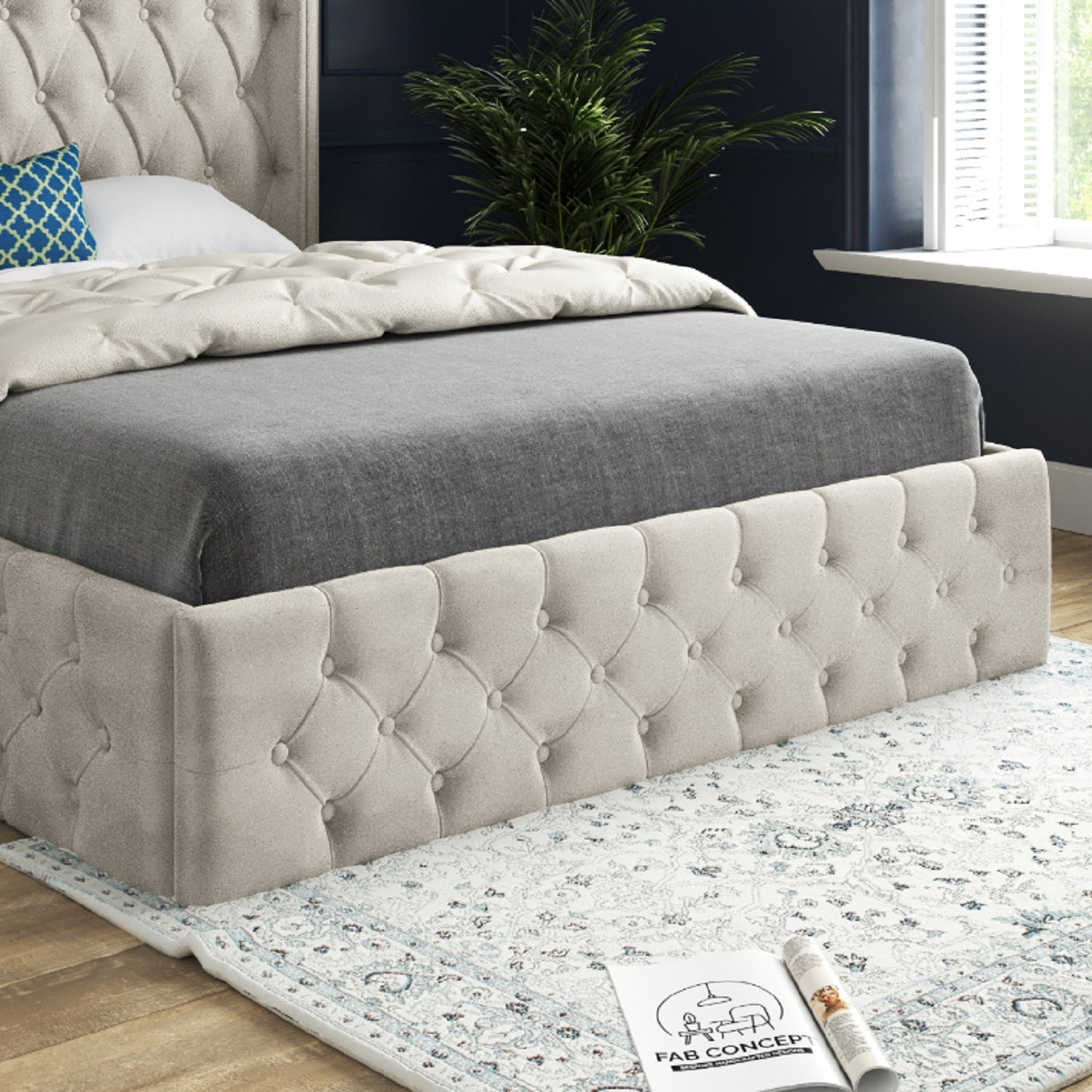 Macclenny Straight Winged Upholstered Soft Velvet Bed Frame