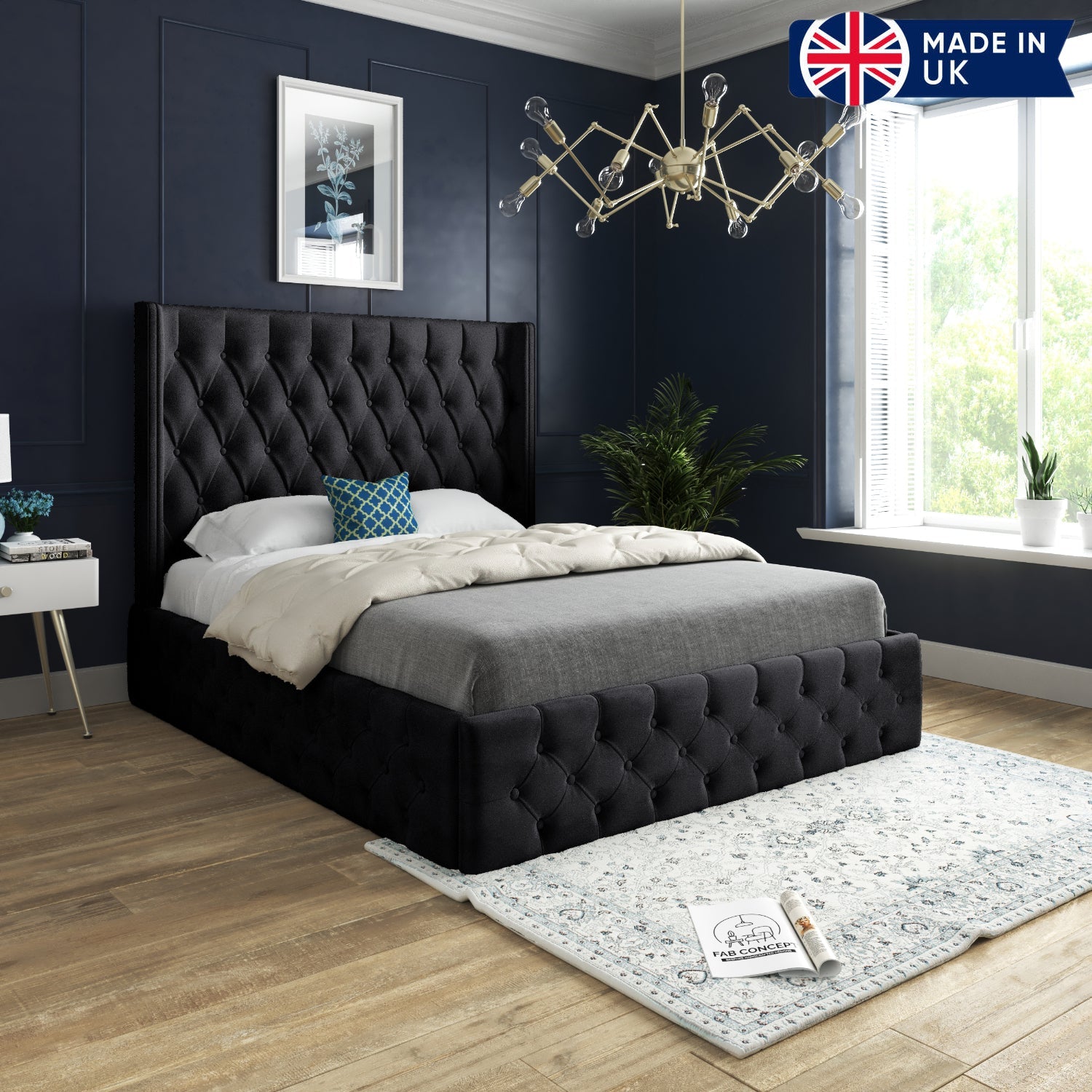 Macclenny Straight Winged Upholstered Soft Velvet Bed Frame