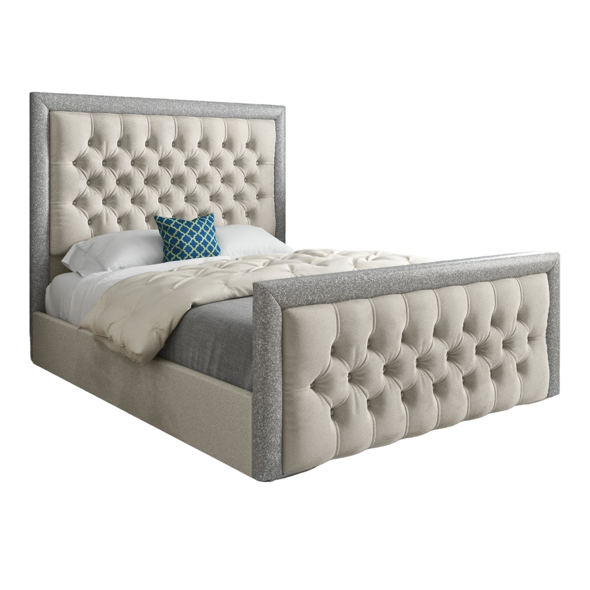 Hessie Glitter Border Upholstered Soft Velvet Bed Frame