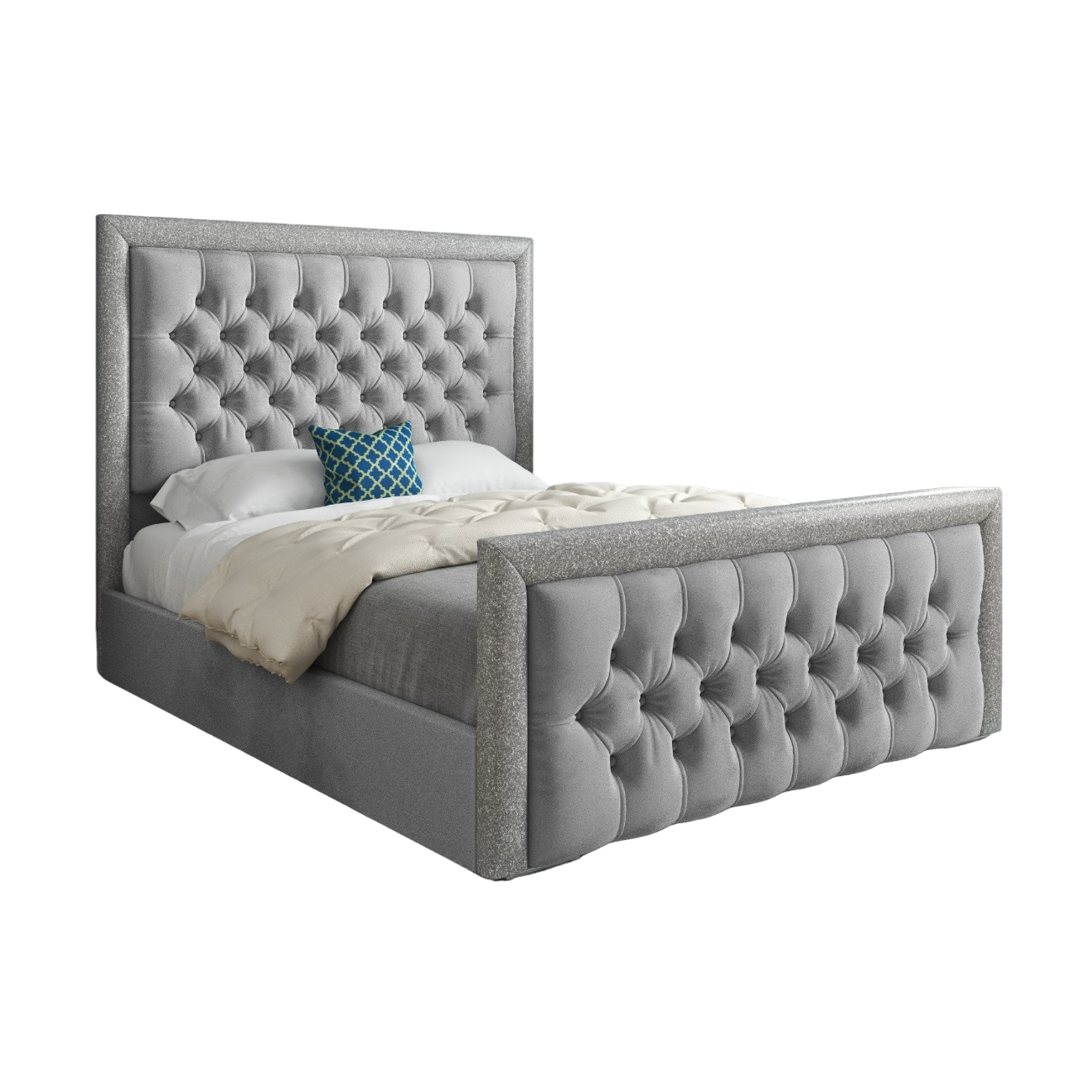 Hessie Glitter Border Upholstered Soft Velvet Bed Frame