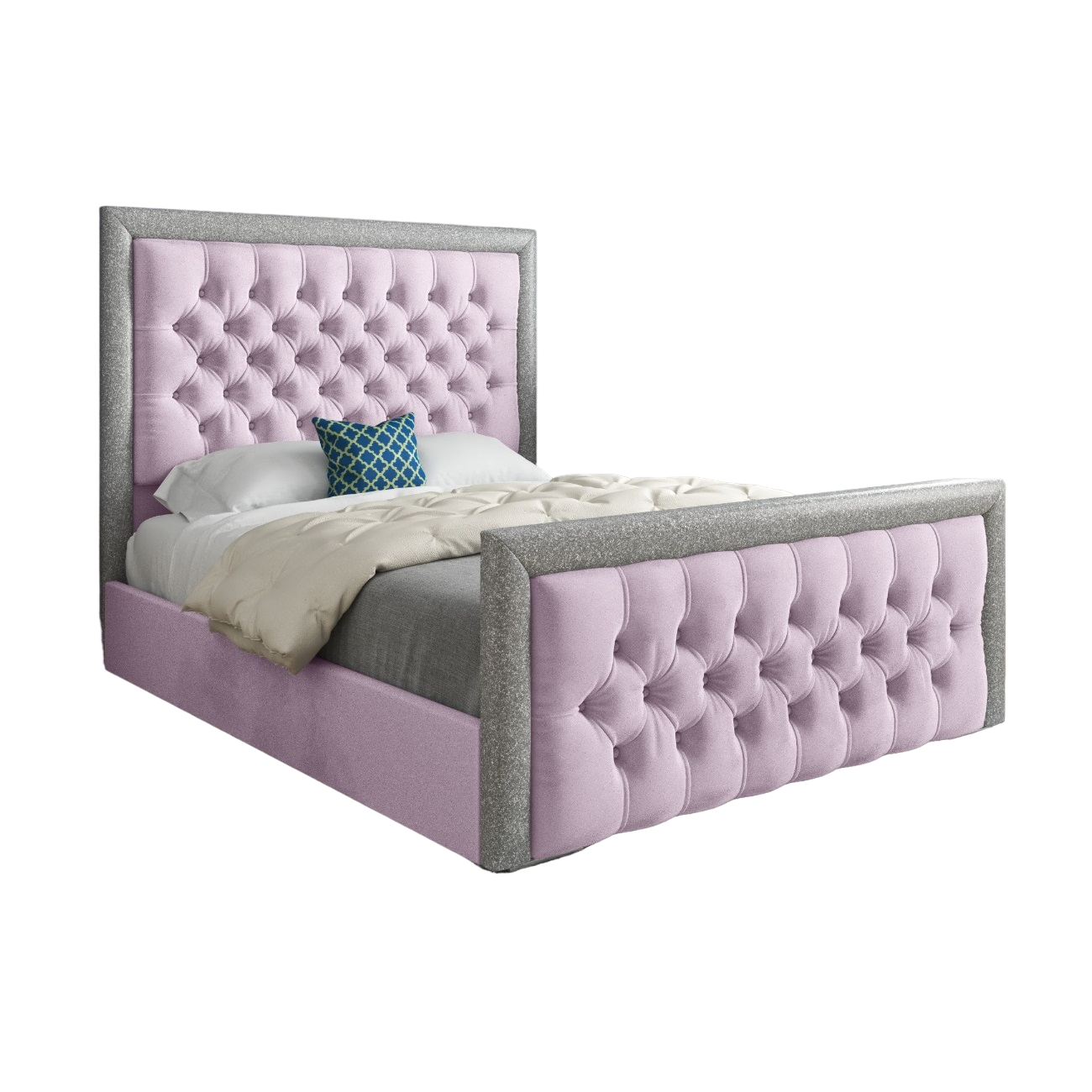 Hessie Glitter Border Upholstered Soft Velvet Bed Frame