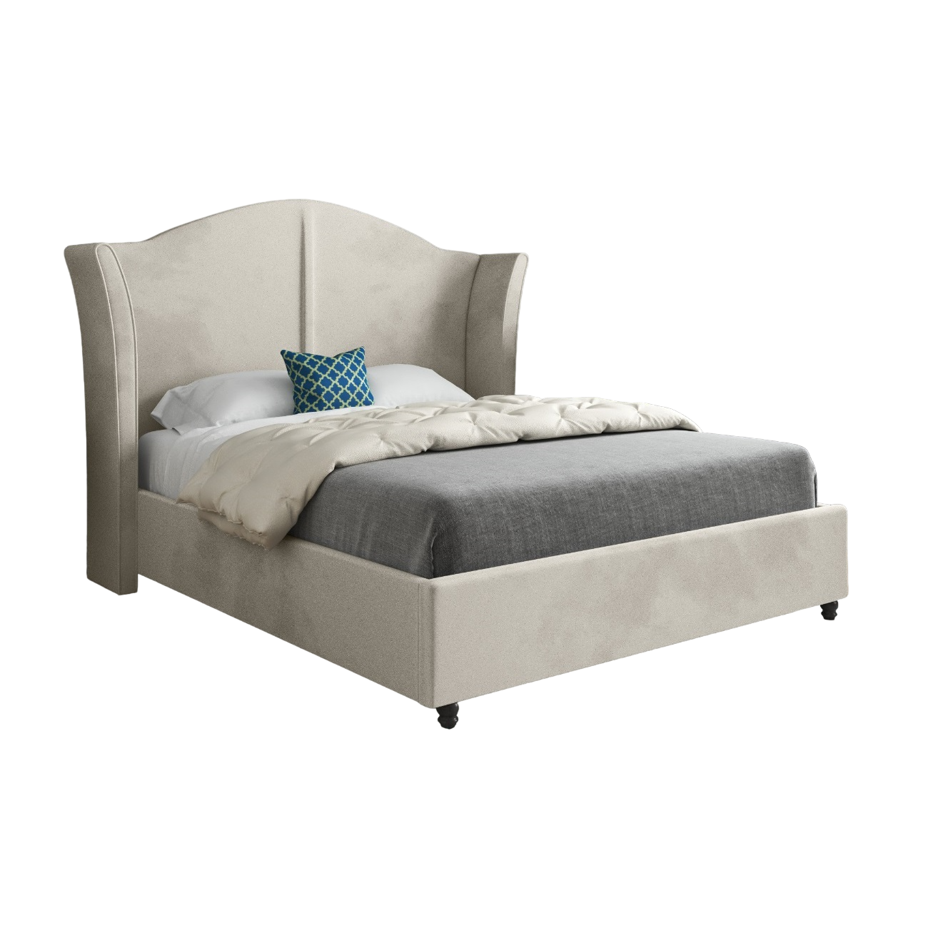 Adaliz Curved Top Curved Winged Upholstered Soft Velvet Bed Frame