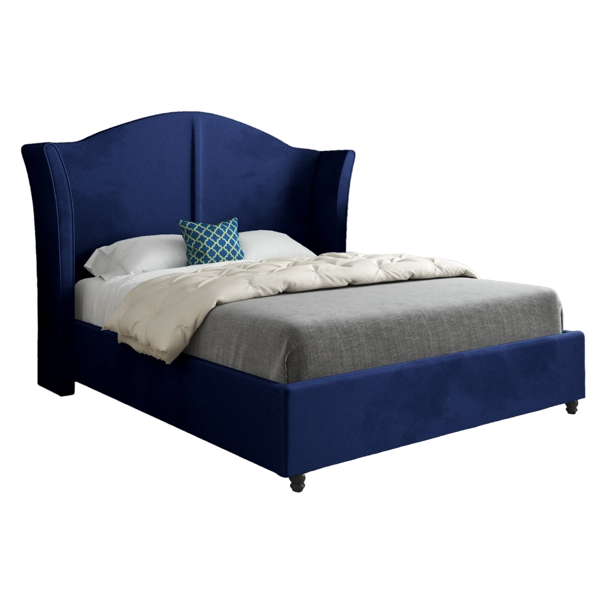 Adaliz Curved Top Curved Winged Upholstered Soft Velvet Bed Frame