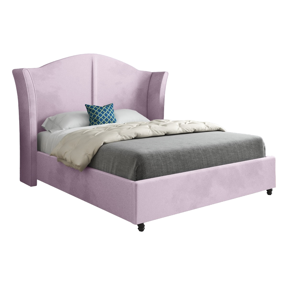 Adaliz Curved Top Curved Winged Upholstered Soft Velvet Bed Frame