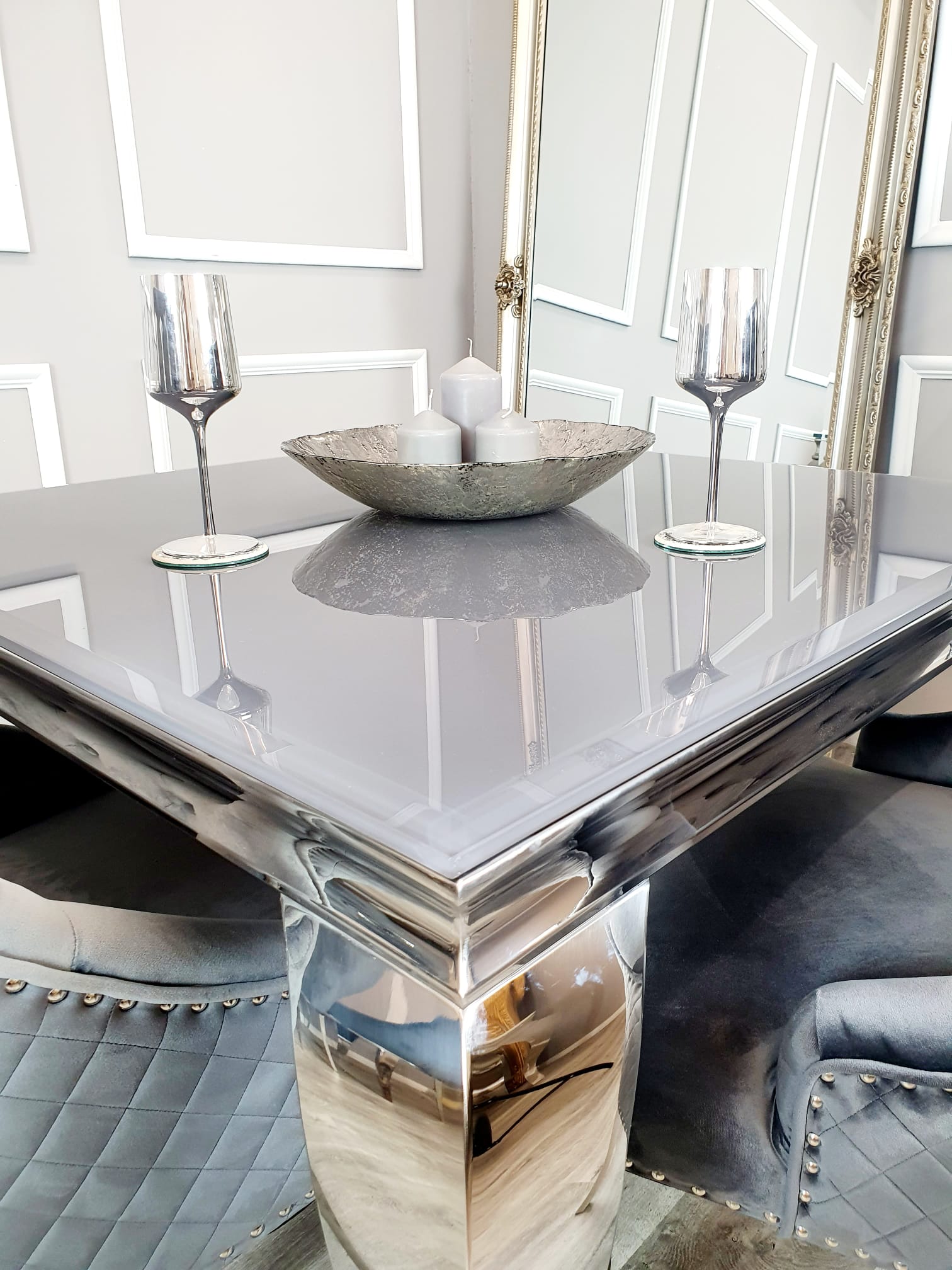 Louis Dining Table in Chrome