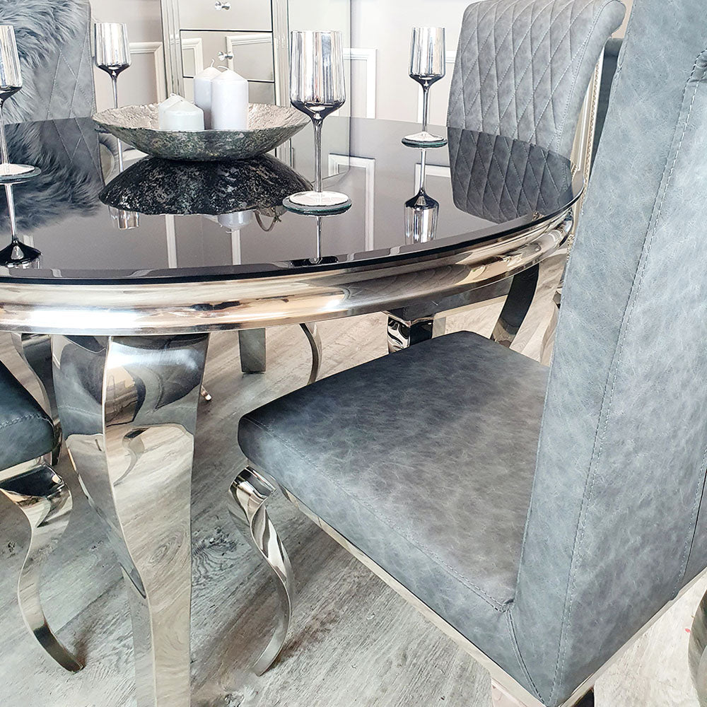 Louis Dining Table in Chrome