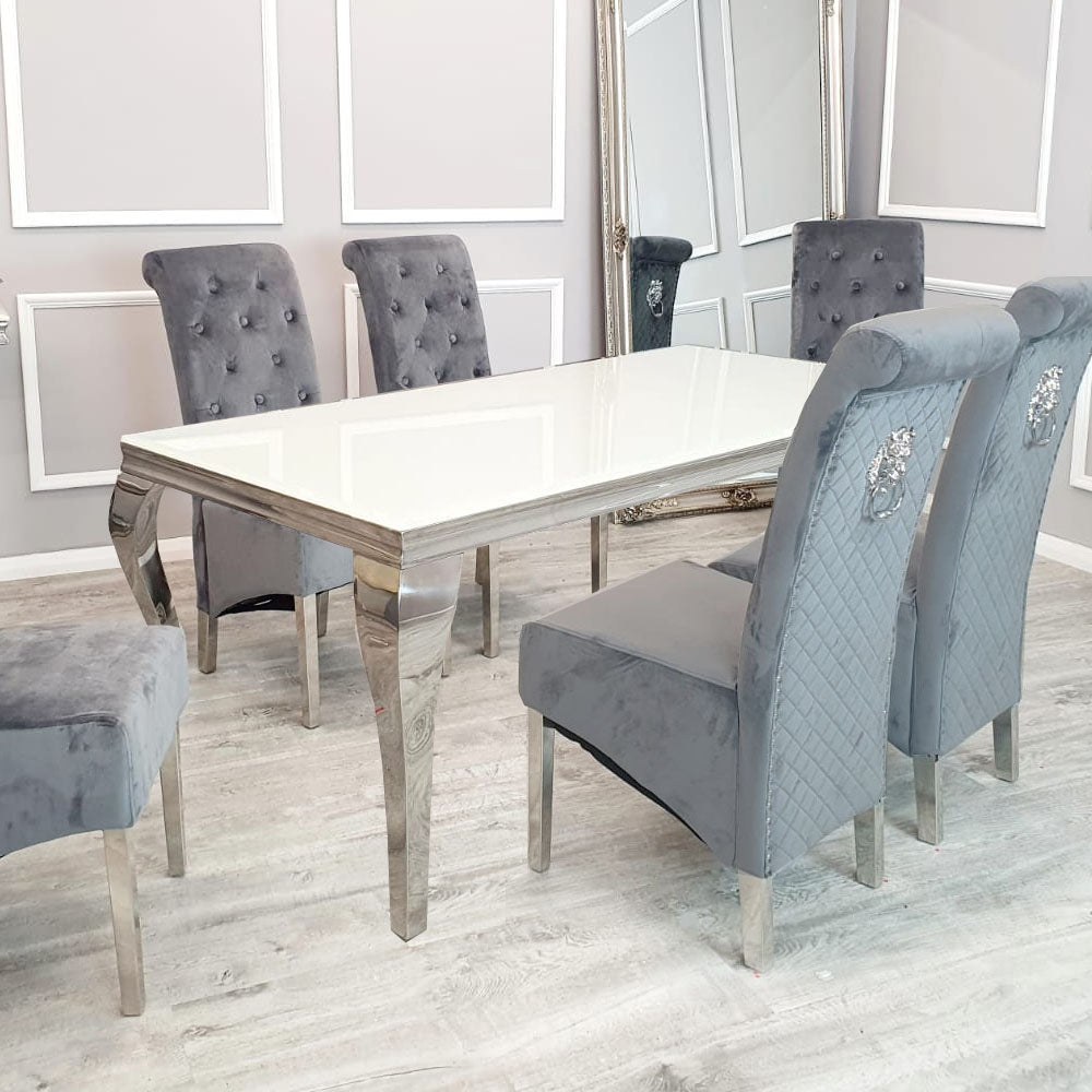 Louis Dining Table in Chrome