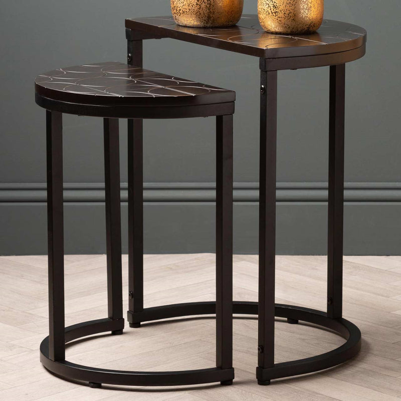 Solenn Set of 2 Half Moon Black Nest Table