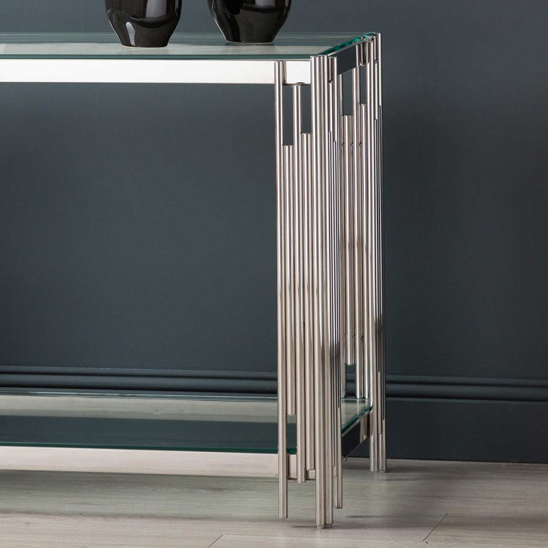 Cohen Steel Tubes and Glass Console Table